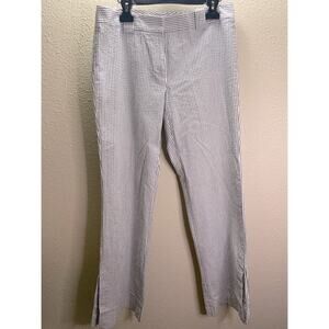 Anne Klein Women Searsucker Cotton Wide Leg Side Slit Pants Size 10